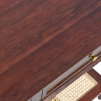 Console Table with Cane Shelf and 2 Drawers