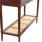 Console Table with Cane Shelf and 2 Drawers