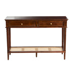 Console Table with Cane Shelf and 2 Drawers