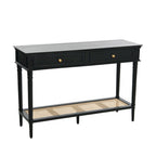 Console Table with Cane Shelf and 2 Drawers