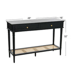 Console Table with Cane Shelf and 2 Drawers