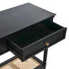 Console Table with Cane Shelf and 2 Drawers