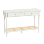 Console Table with Cane Shelf and 2 Drawers