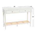 Console Table with Cane Shelf and 2 Drawers