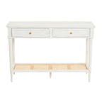 Console Table with Cane Shelf and 2 Drawers