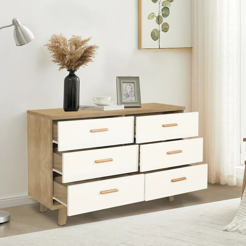6-Drawer Storage Dresser with Solid Wood Frame