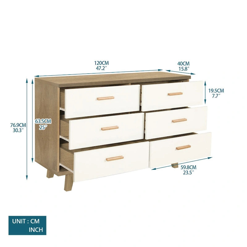 6-Drawer Storage Dresser with Solid Wood Frame