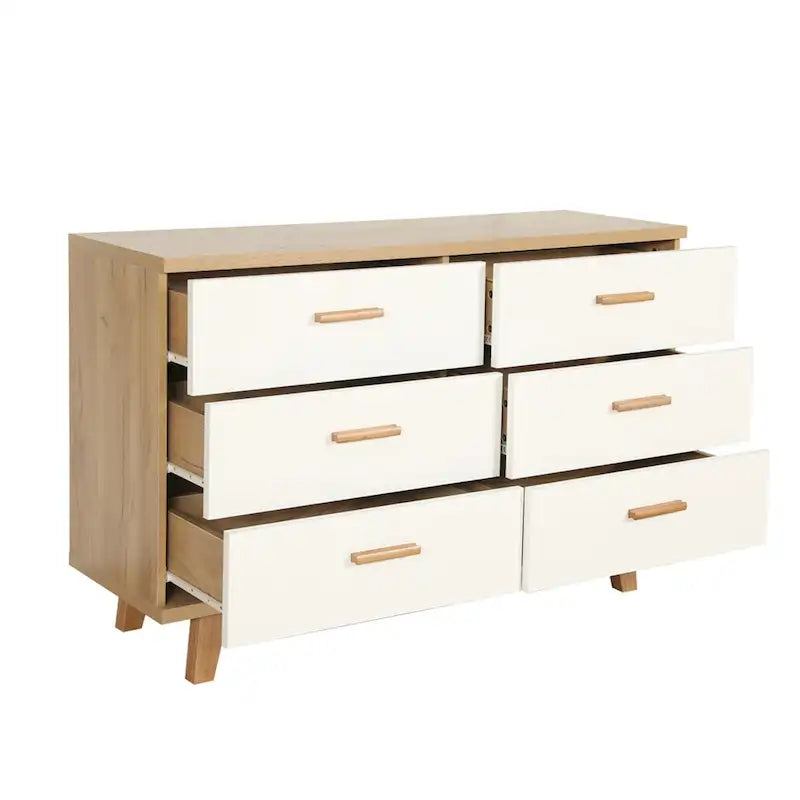 6-Drawer Storage Dresser with Solid Wood Frame