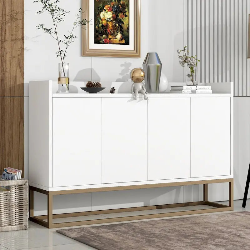Sideboard Buffet Cabinet with 3-Shelf Storage - 47.2"L x 11.8"W x 31.5"H
