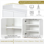 Sideboard Buffet Cabinet with 3-Shelf Storage - 47.2"L x 11.8"W x 31.5"H