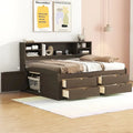 Full Size Wood Daybed with Cabinets, Shelves and 4 Drawers