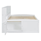 Full Size Wood Daybed with Cabinets, Shelves and 4 Drawers