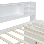 Full Size Wood Daybed with Cabinets, Shelves and 4 Drawers