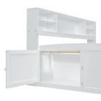 Full Size Wood Daybed with Cabinets, Shelves and 4 Drawers