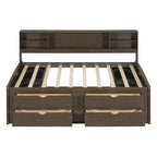 Full Size Wood Daybed with Cabinets, Shelves and 4 Drawers