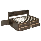 Full Size Wood Daybed with Cabinets, Shelves and 4 Drawers