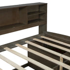 Full Size Wood Daybed with Cabinets, Shelves and 4 Drawers