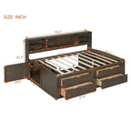 Full Size Wood Daybed with Cabinets, Shelves and 4 Drawers