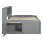 Full Size Wood Daybed with Cabinets, Shelves and 4 Drawers