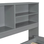 Full Size Wood Daybed with Cabinets, Shelves and 4 Drawers