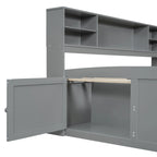 Full Size Wood Daybed with Cabinets, Shelves and 4 Drawers