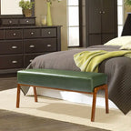 42.25W Modern Leatherette Upholstered Bench with Rubberwood Legs