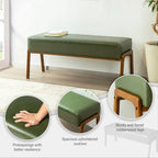42.25W Modern Leatherette Upholstered Bench with Rubberwood Legs