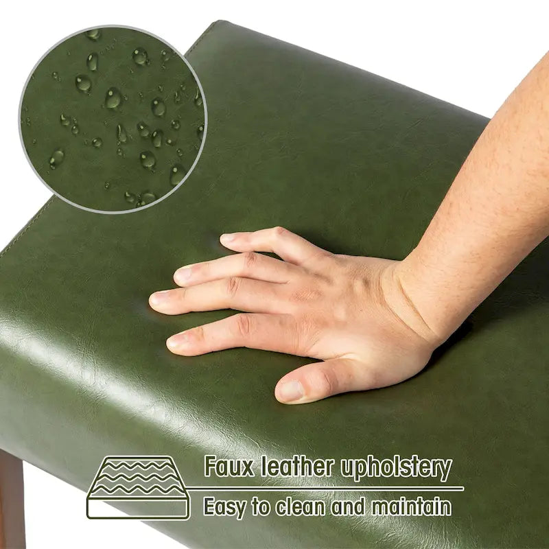 42.25W Modern Leatherette Upholstered Bench with Rubberwood Legs
