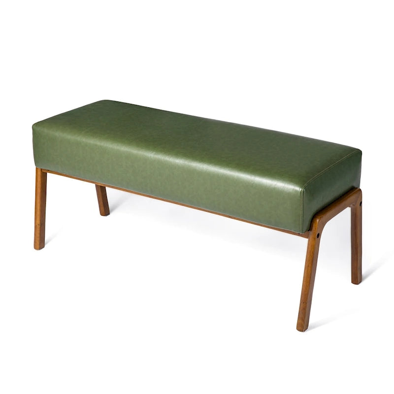 42.25W Modern Leatherette Upholstered Bench with Rubberwood Legs