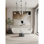 Round Sintered Stone Coffee Table with Sliding End Table