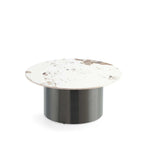 Round Sintered Stone Coffee Table with Sliding End Table