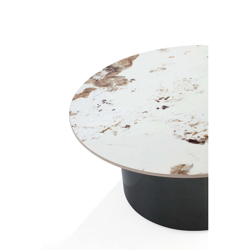 Round Sintered Stone Coffee Table with Sliding End Table