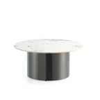 Round Sintered Stone Coffee Table with Sliding End Table