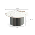 Round Sintered Stone Coffee Table with Sliding End Table