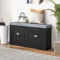 Storage Bench with Cushion, 2 Drawers and Adjustable Shelf