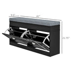 Storage Bench with Cushion, 2 Drawers and Adjustable Shelf