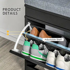 Storage Bench with Cushion, 2 Drawers and Adjustable Shelf