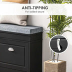 Storage Bench with Cushion, 2 Drawers and Adjustable Shelf