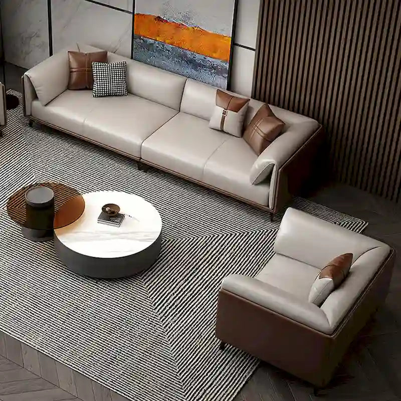 Faux Leather Single Seat Sofa with Pillow Top Arms
