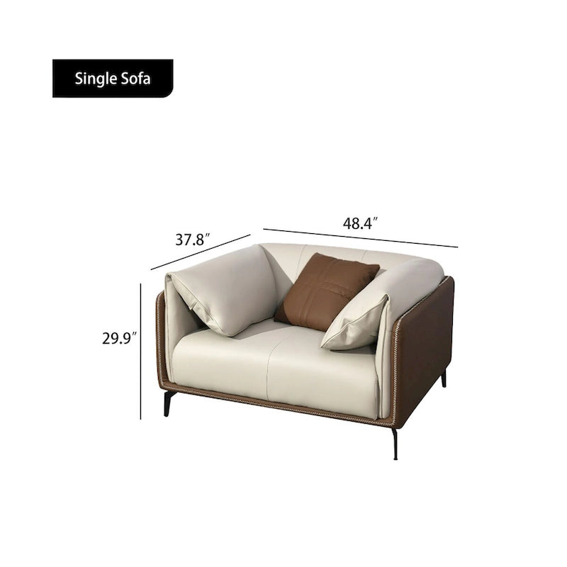 Faux Leather Single Seat Sofa with Pillow Top Arms