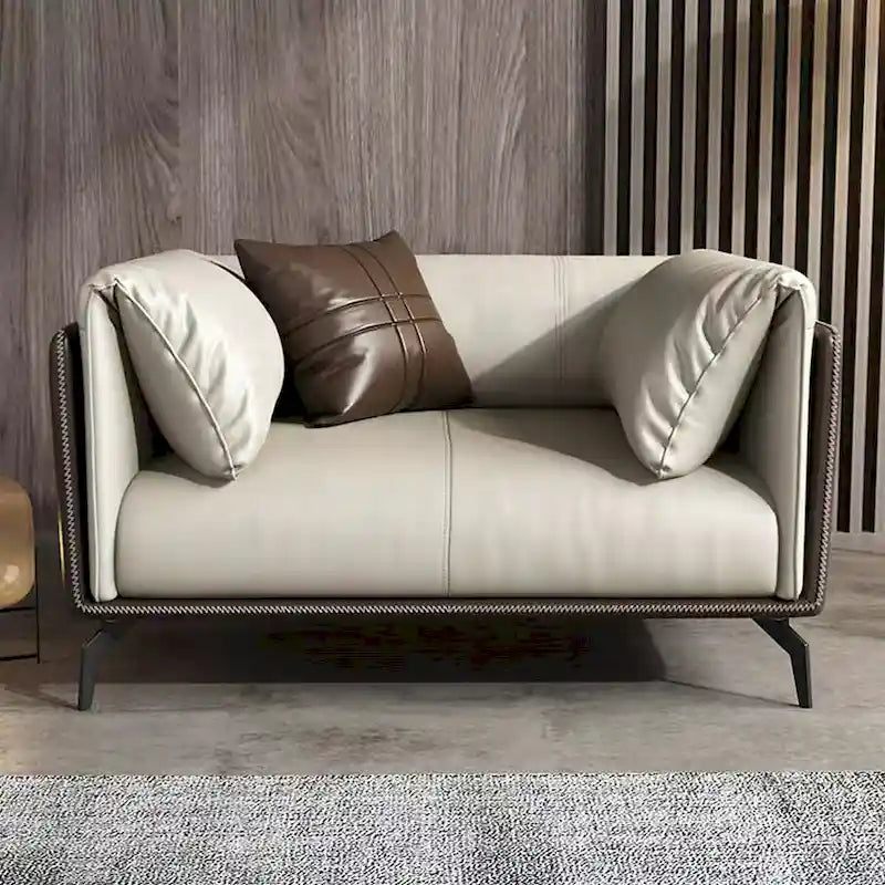Faux Leather Single Seat Sofa with Pillow Top Arms