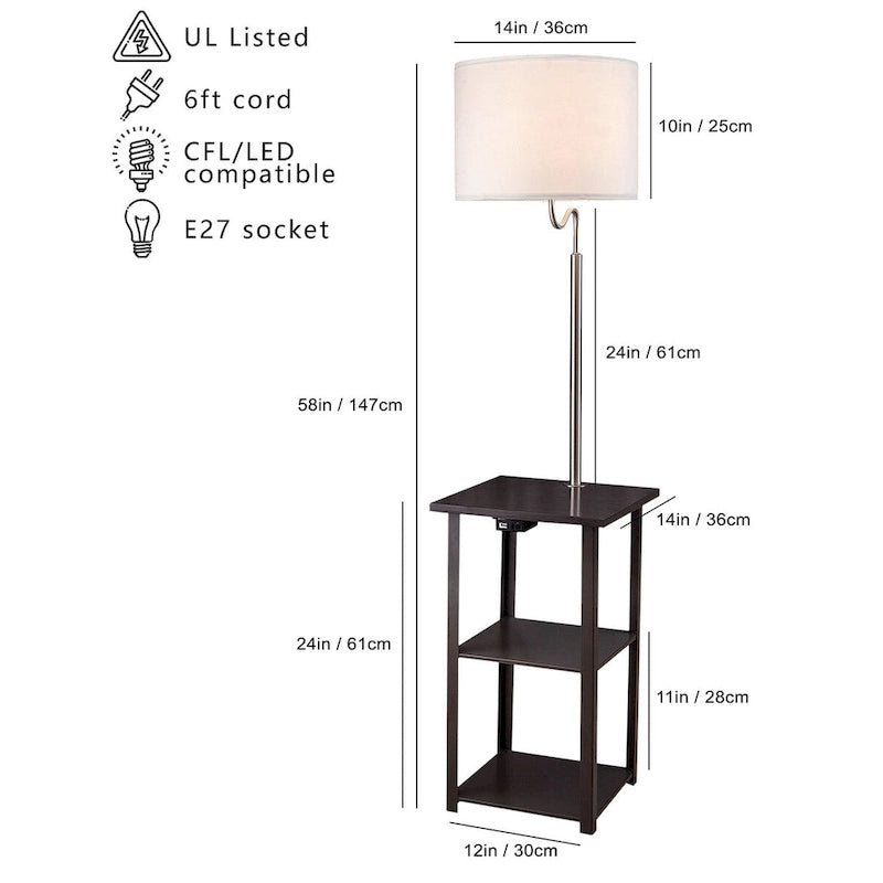 Floor Lamp with Side Table and Power Station