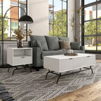 2-Piece Coffee Table and End Table Set with 3D Wave Accent Drawers