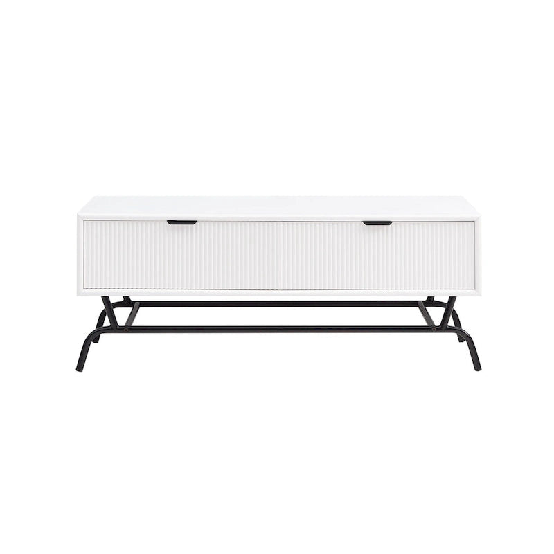2-Piece Coffee Table and End Table Set with 3D Wave Accent Drawers