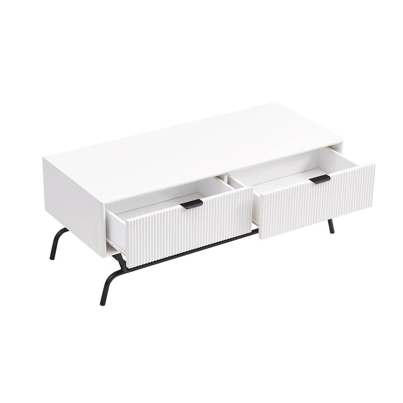 2-Piece Coffee Table and End Table Set with 3D Wave Accent Drawers