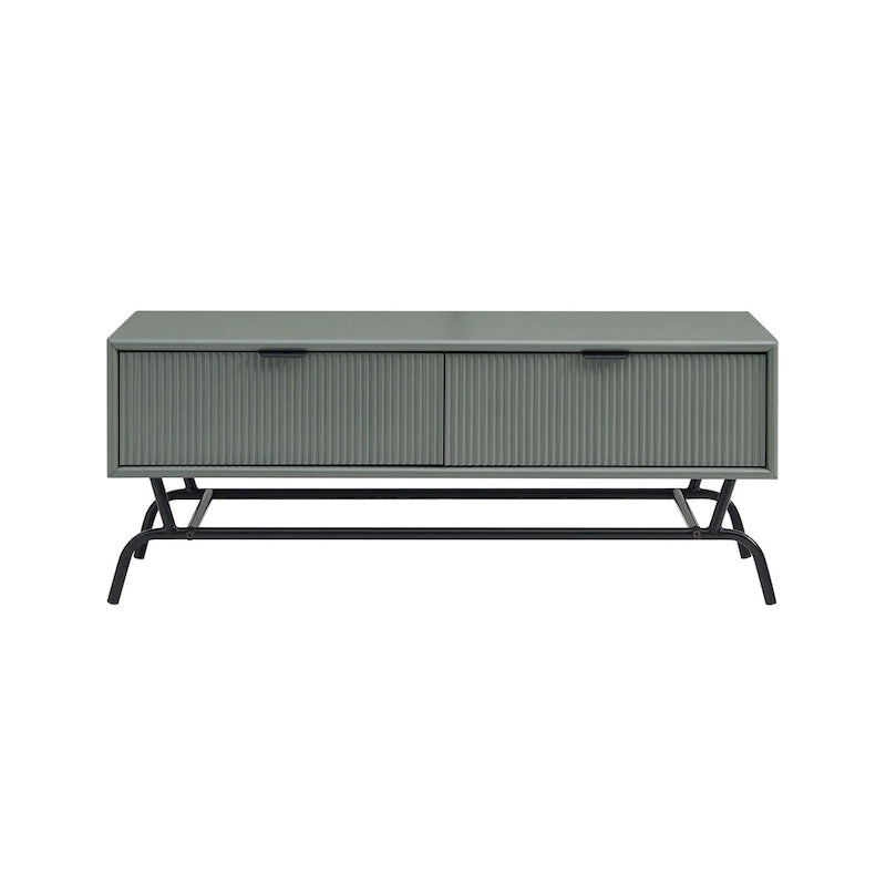 2-Piece Coffee Table and End Table Set with 3D Wave Accent Drawers