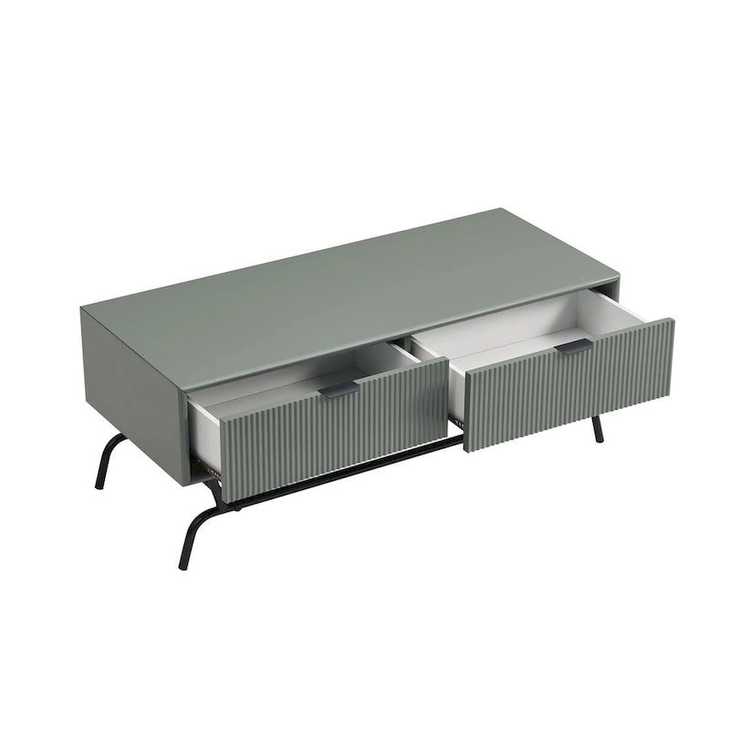 2-Piece Coffee Table and End Table Set with 3D Wave Accent Drawers