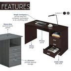 3-Drawer Computer Desk - Grey