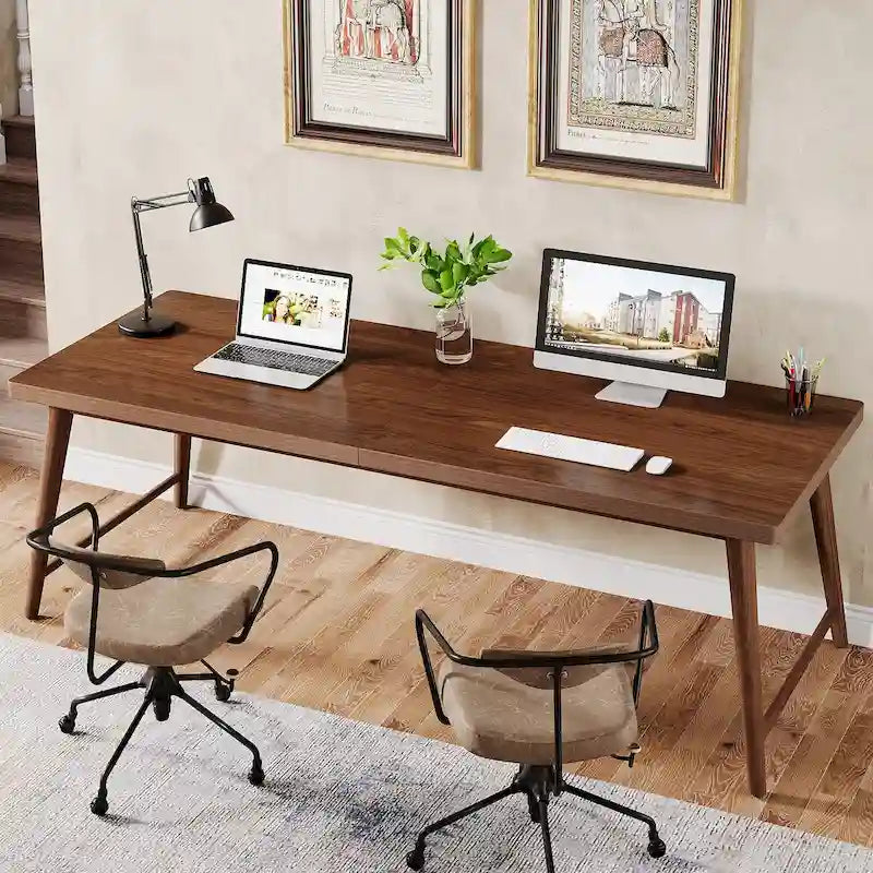 78.7" Extra Long Two-Person Desk with Metal Legs