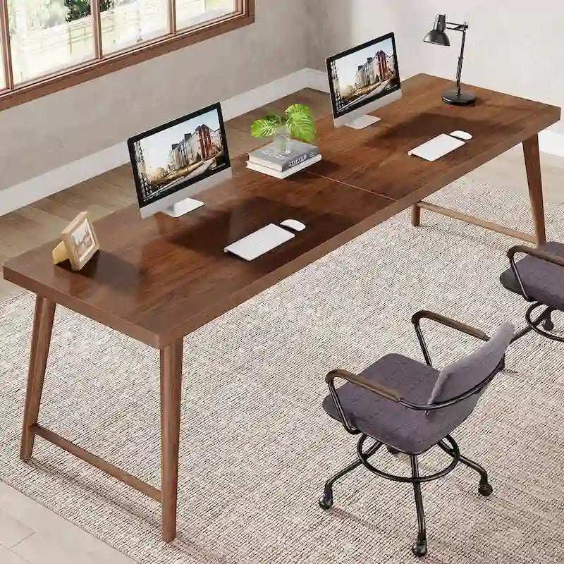 78.7" Extra Long Two-Person Desk with Metal Legs